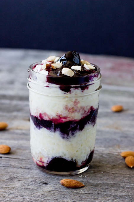 Danish Rice Pudding with Warm Cherry Sauce (Risalamande) - Eat Thrive Glow