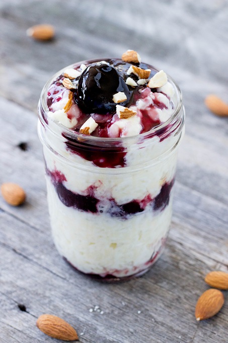 Danish Rice Pudding with Warm Cherry Sauce (Risalamande) - Eat Thrive Glow