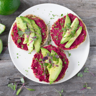 Open-Faced Roasted Beet Hummus Sandwich - Eat Thrive Glow