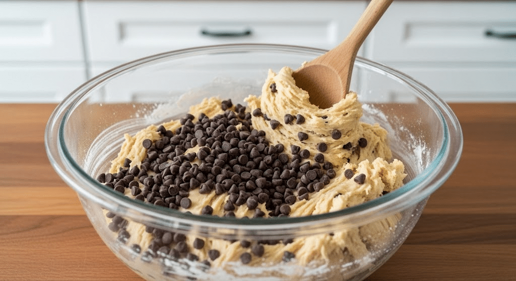 Folding-Mini-Chocolate-Chips-Into-Healthy-Cookie-Dough