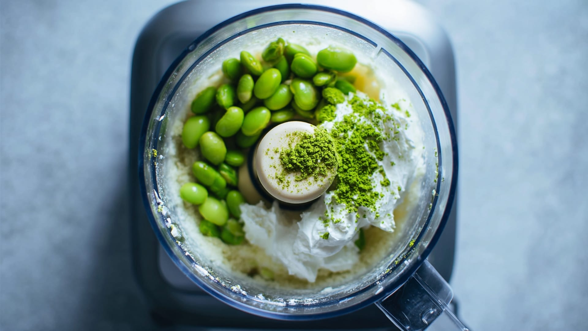 Greek-Yogurt-And-Edamame-In-Food-Processor-For-Protein-Hummus