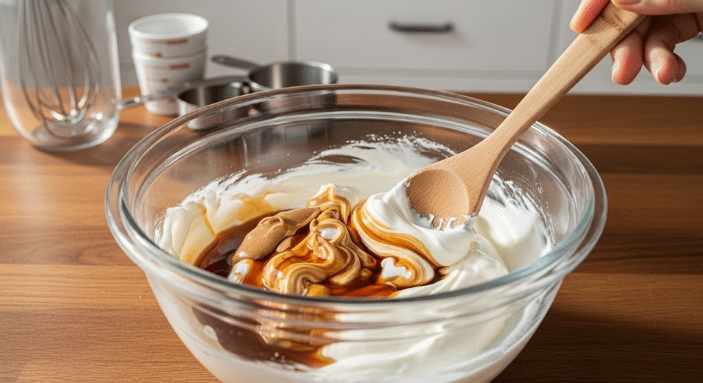 Mixing-Greek-Yogurt-And-Nut-Butter-For-Cookie-Dough