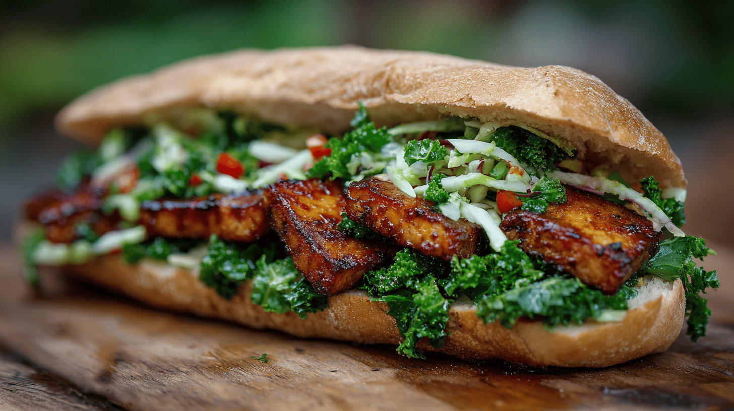 BBQ Tempeh Sandwich With Kale Slaw