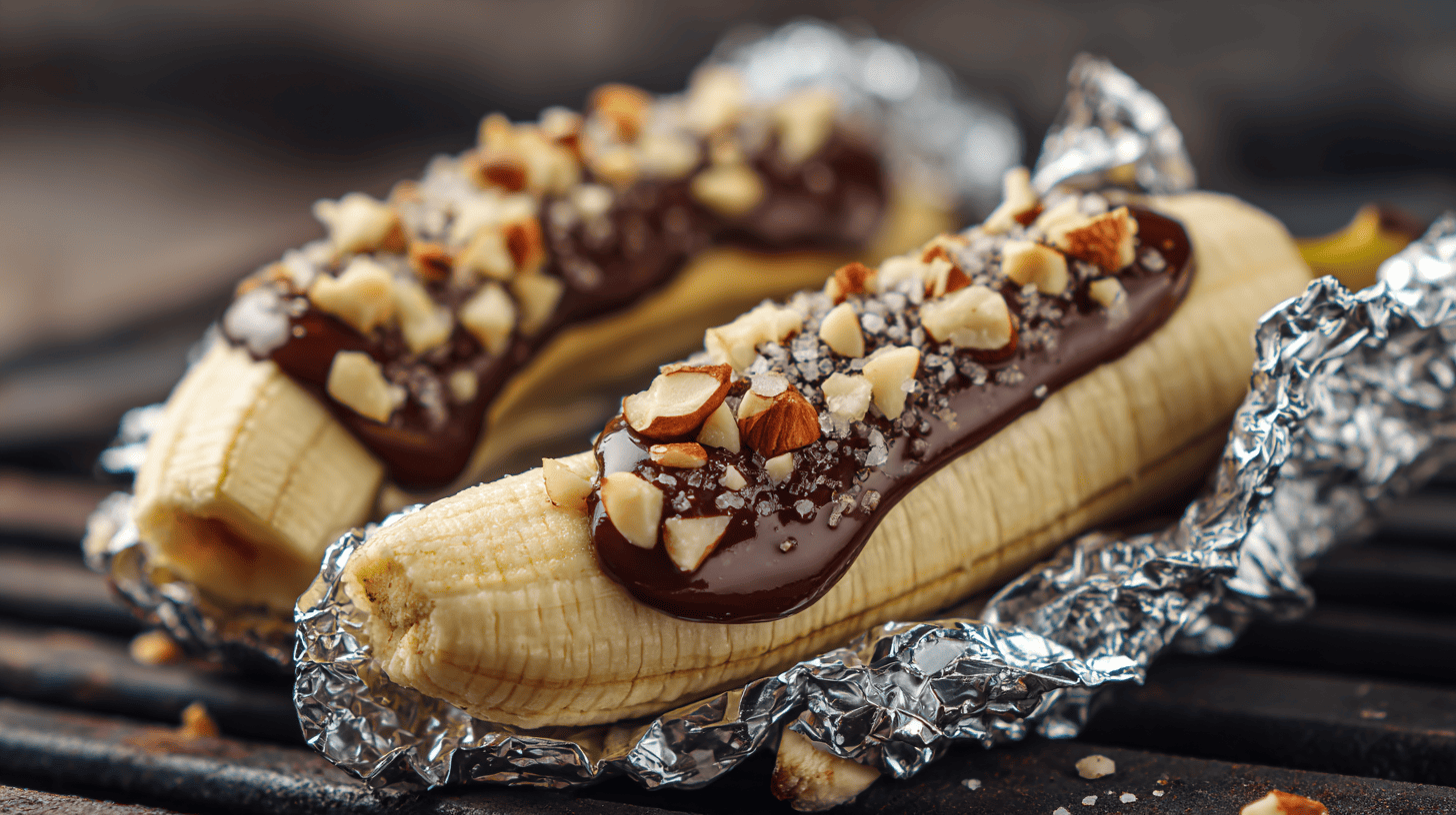 Foil Grilled Banana Boats With Chocolate And Nuts