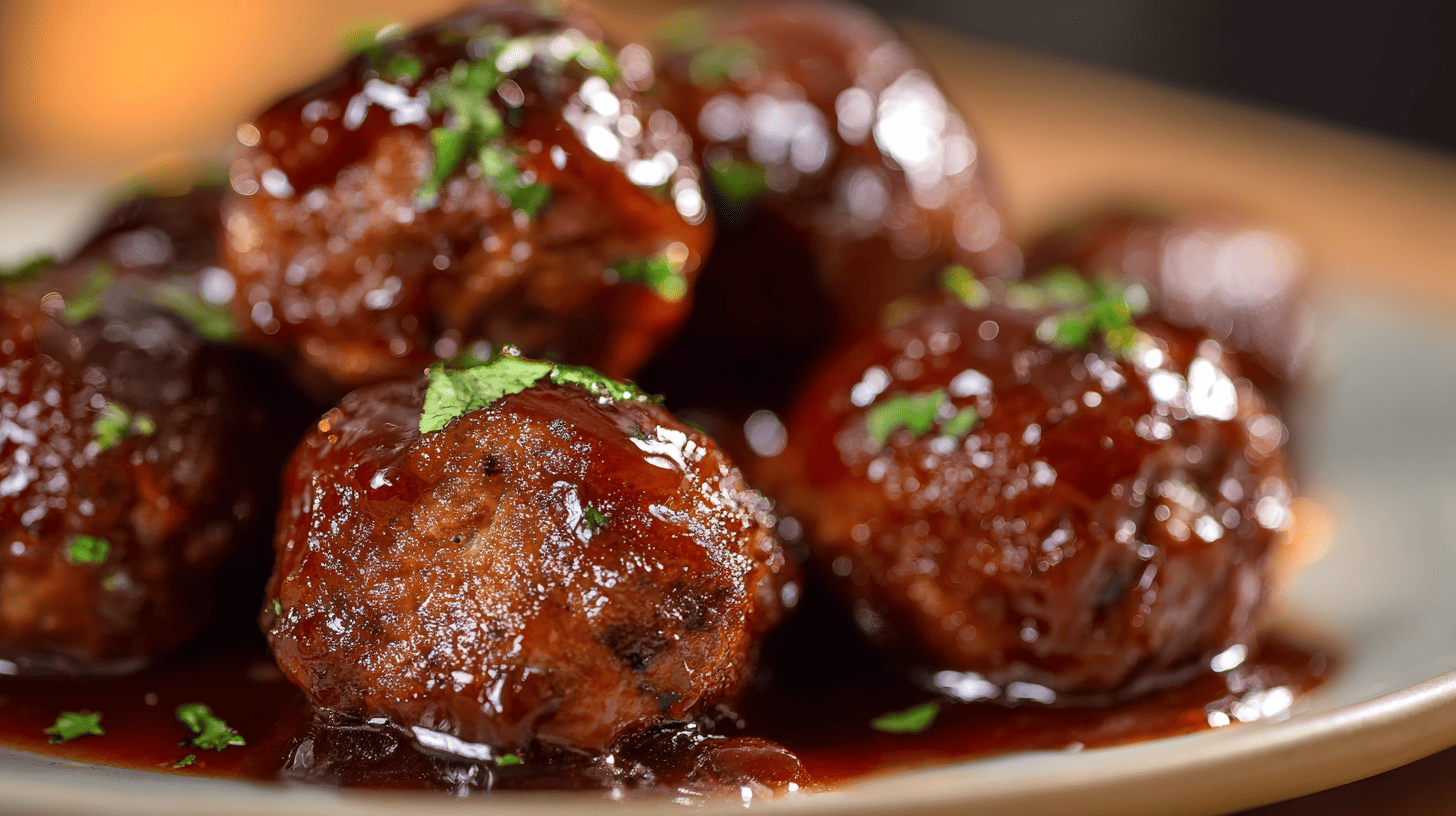 Grape Jelly BBQ Meatballs With Sweet Glaze