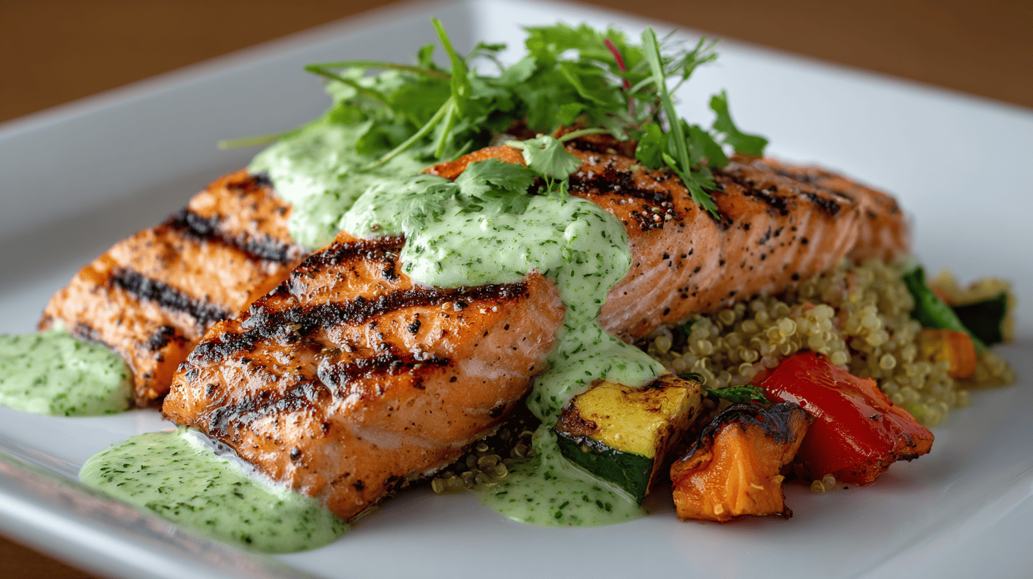 Grilled Aji Verde Salmon Peruvian Style