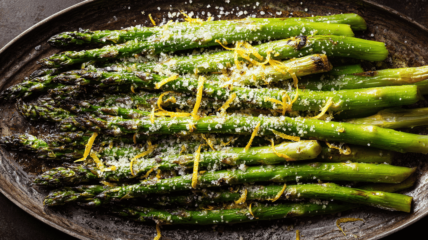 Grilled Asparagus With Vegan Parmesan And Lemon Zest