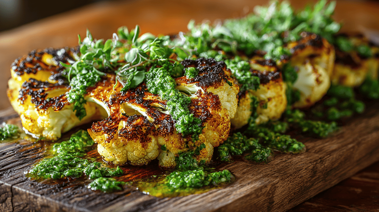 Grilled Cauliflower Steaks With Chimichurri Sauce