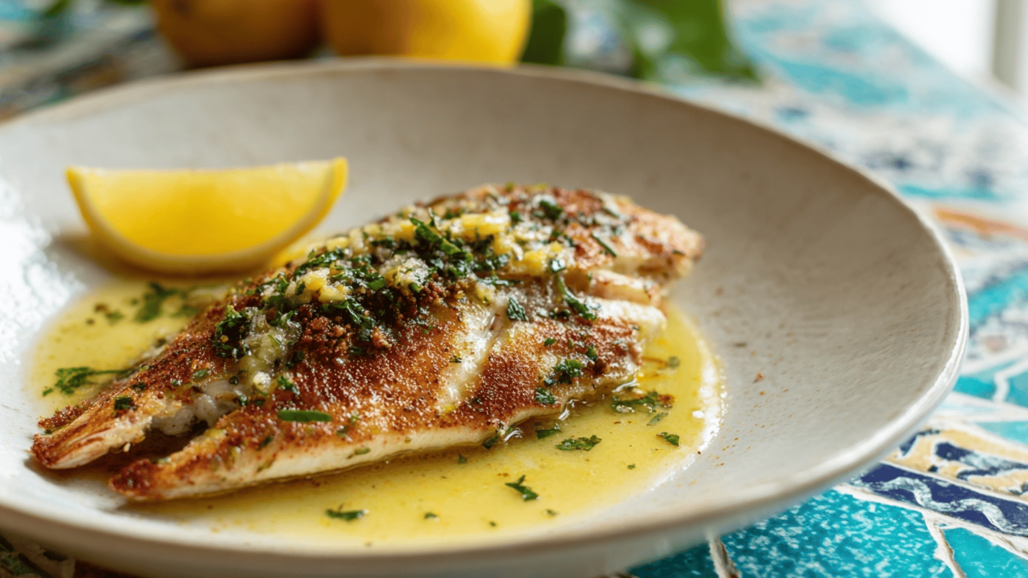 Pan Seared Red Snapper with Garlic Lemon