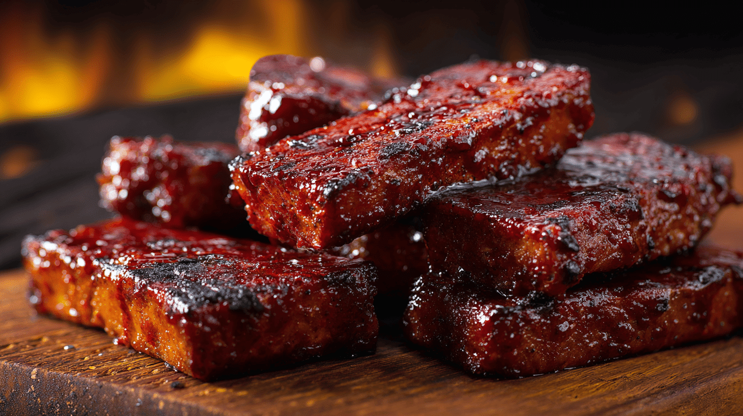 Smoky Vegan Seitan Ribs With BBQ Glaze
