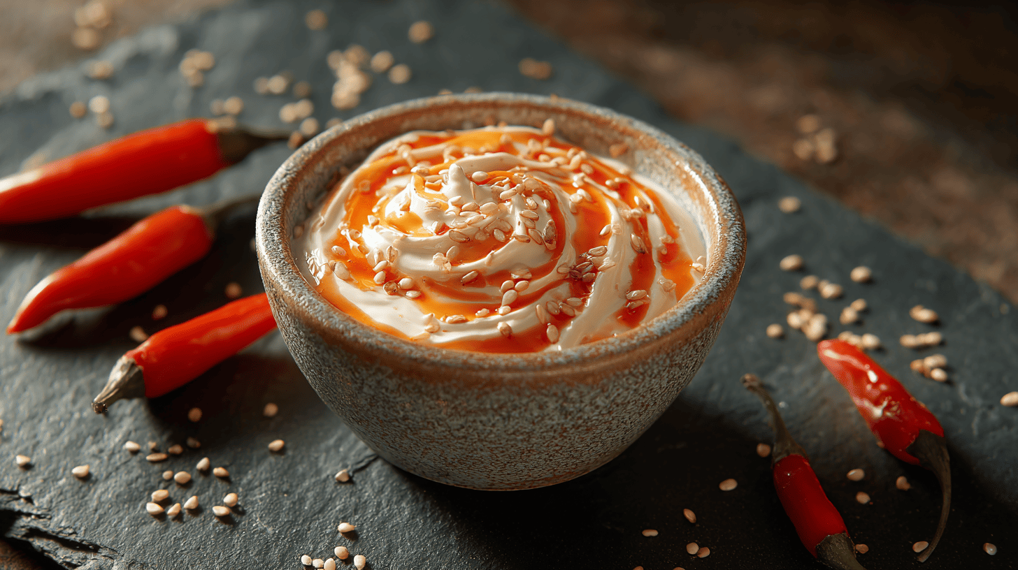 Sriracha Spicy Ranch With Sesame Seeds In Bowl