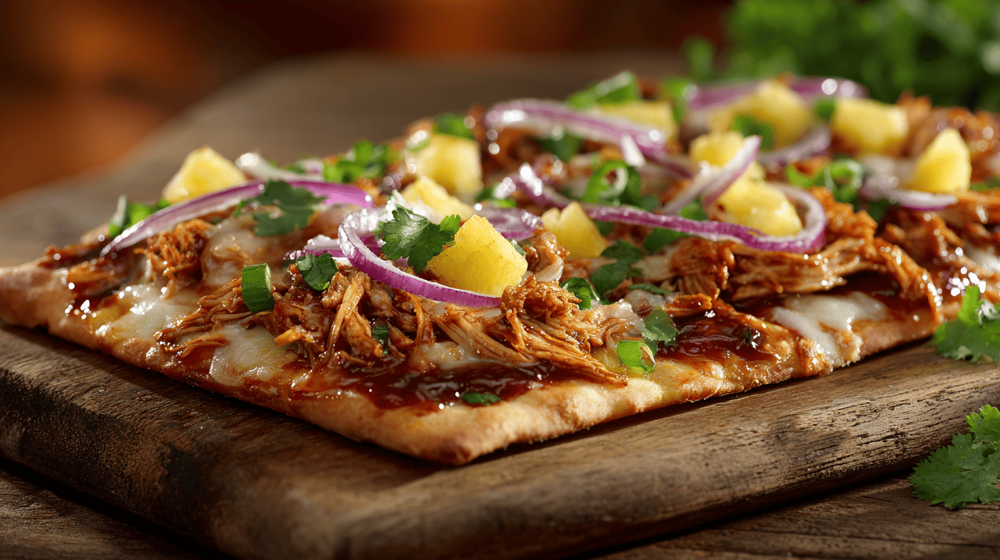 Sweet And Savory BBQ Chicken Flatbread With Pineapple And Cilantro