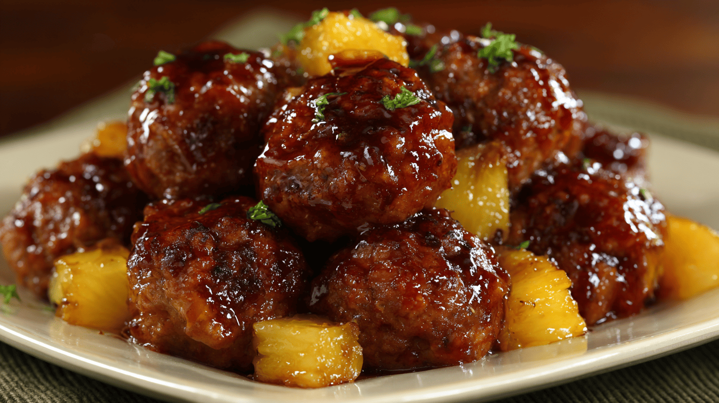 Sweet And Savory BBQ Meatballs With Pineapple