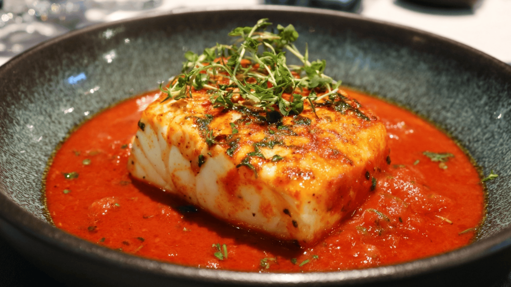 Tomato Poached Halibut