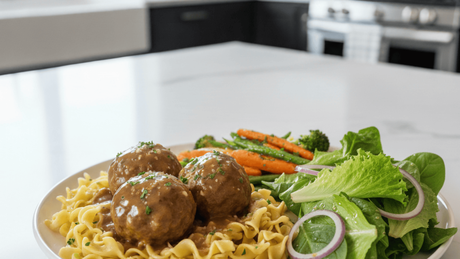 salad and roasted veggies