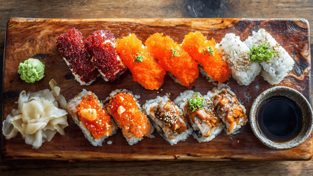 sushi with fish eggs