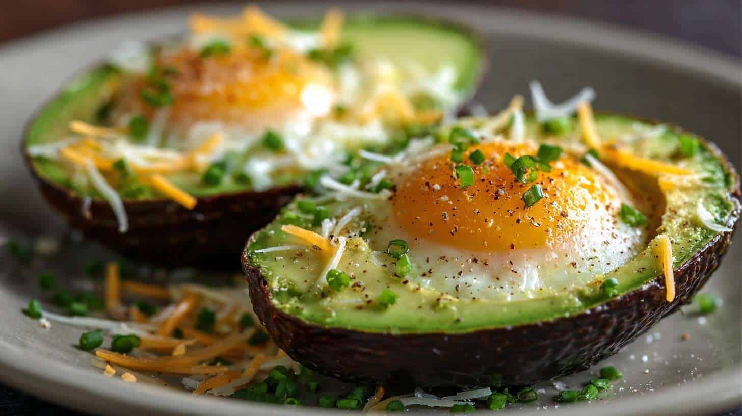 Avocado Egg Boats With Cheese And Chive
