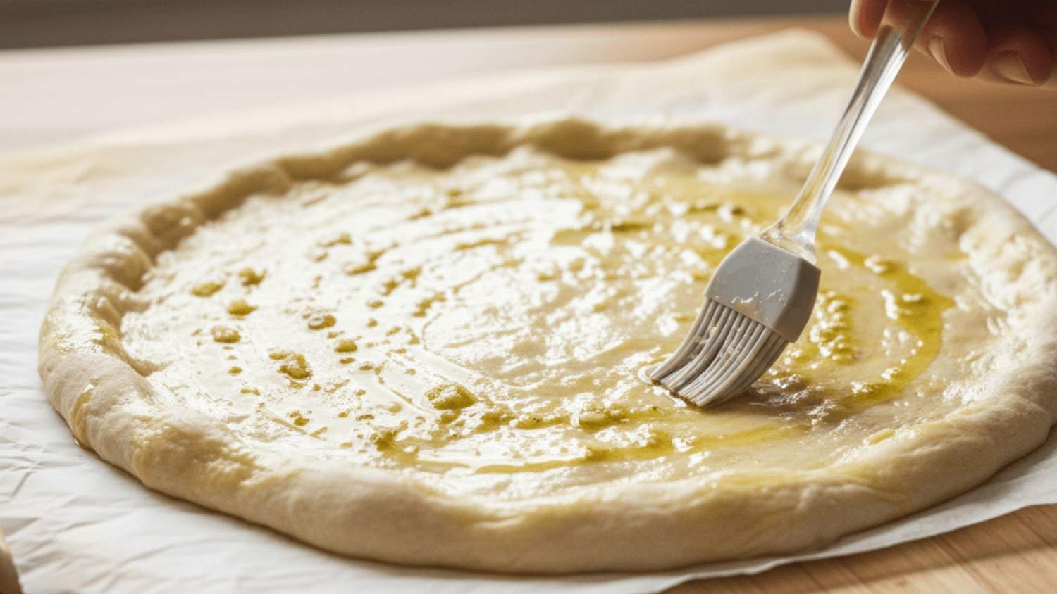 Brush the top with oil