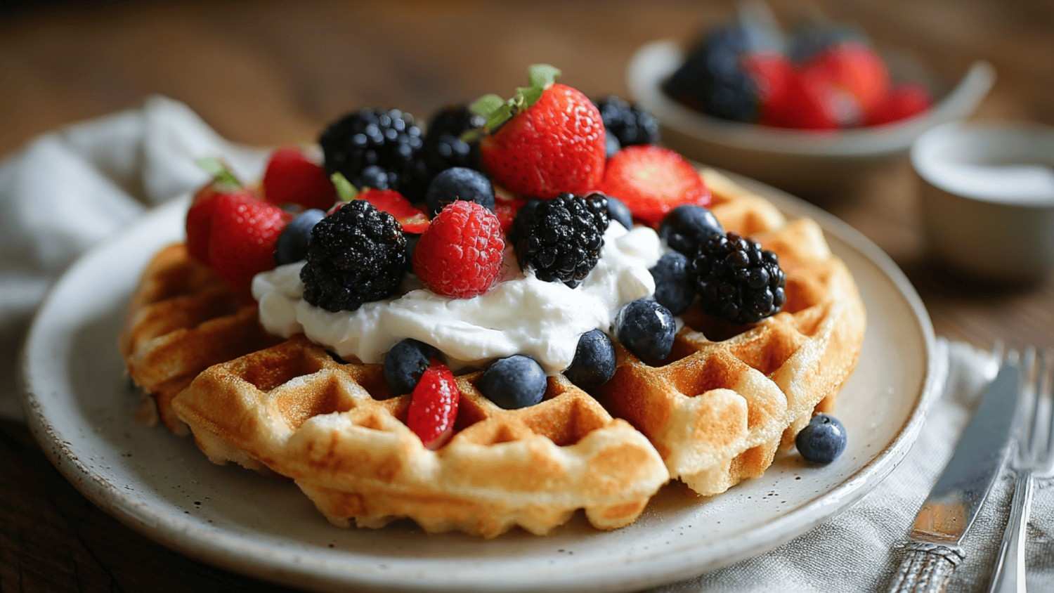 Cassava Flour Waffles with Berries
