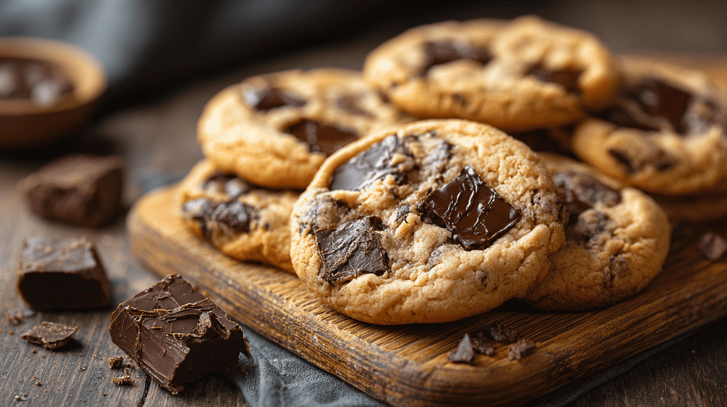 Eggless Chocolate Chunk Cookies With Melted Chocolate