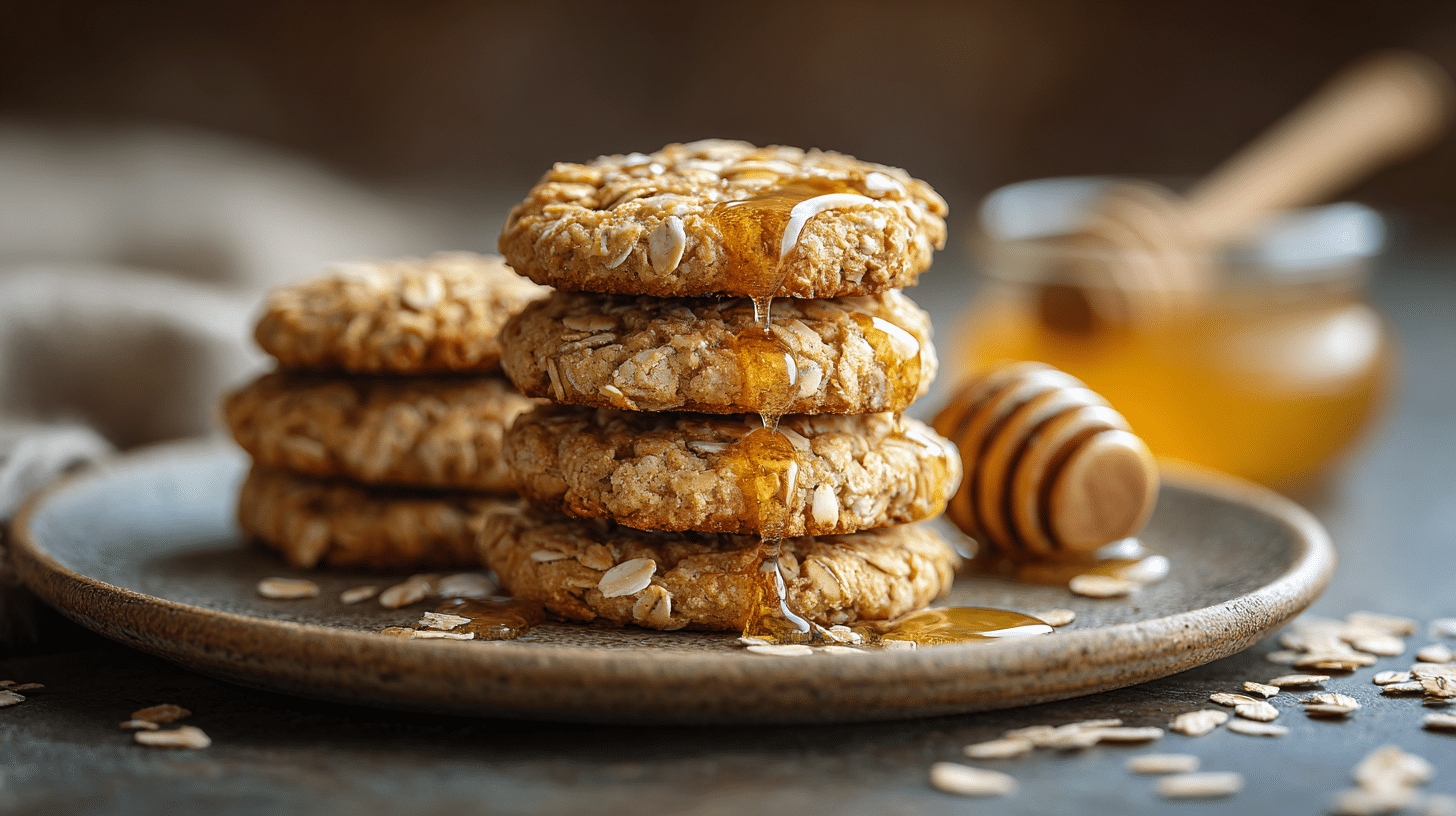 Eggless Oatmeal Honey Cookies With Oats