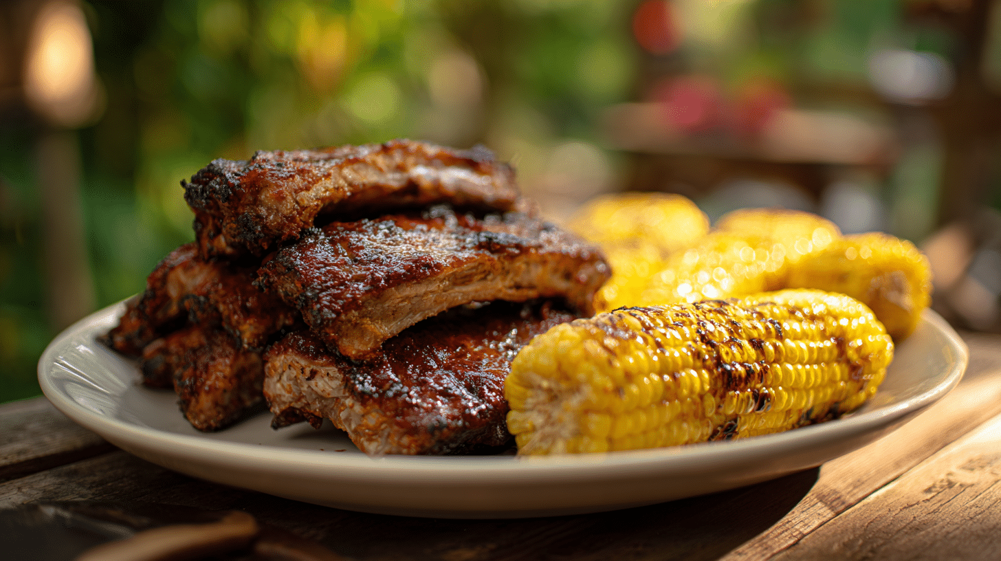Grilled Corn On The Cob With Pork Ribs