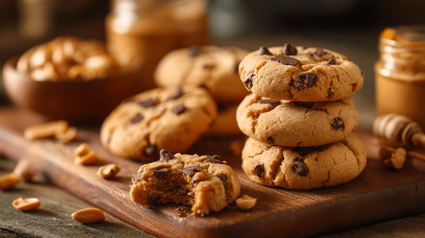 Peanut Butter Eggless Chocolate Chip Cookies