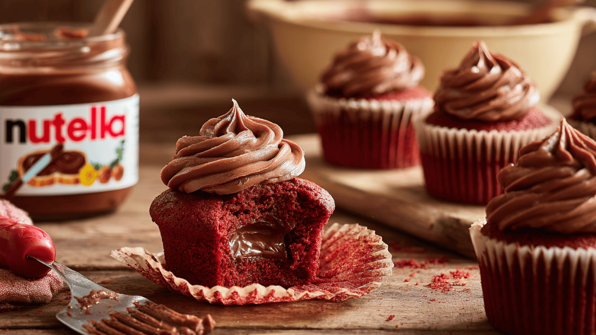 Red Velvet Nutella Cupcakes
