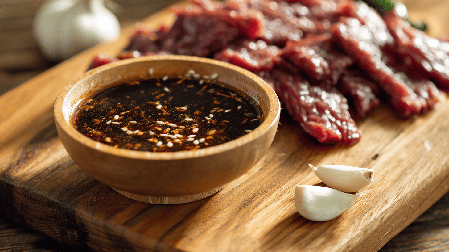Sweet Bulgogi Korean BBQ Marinade With Beef Strips