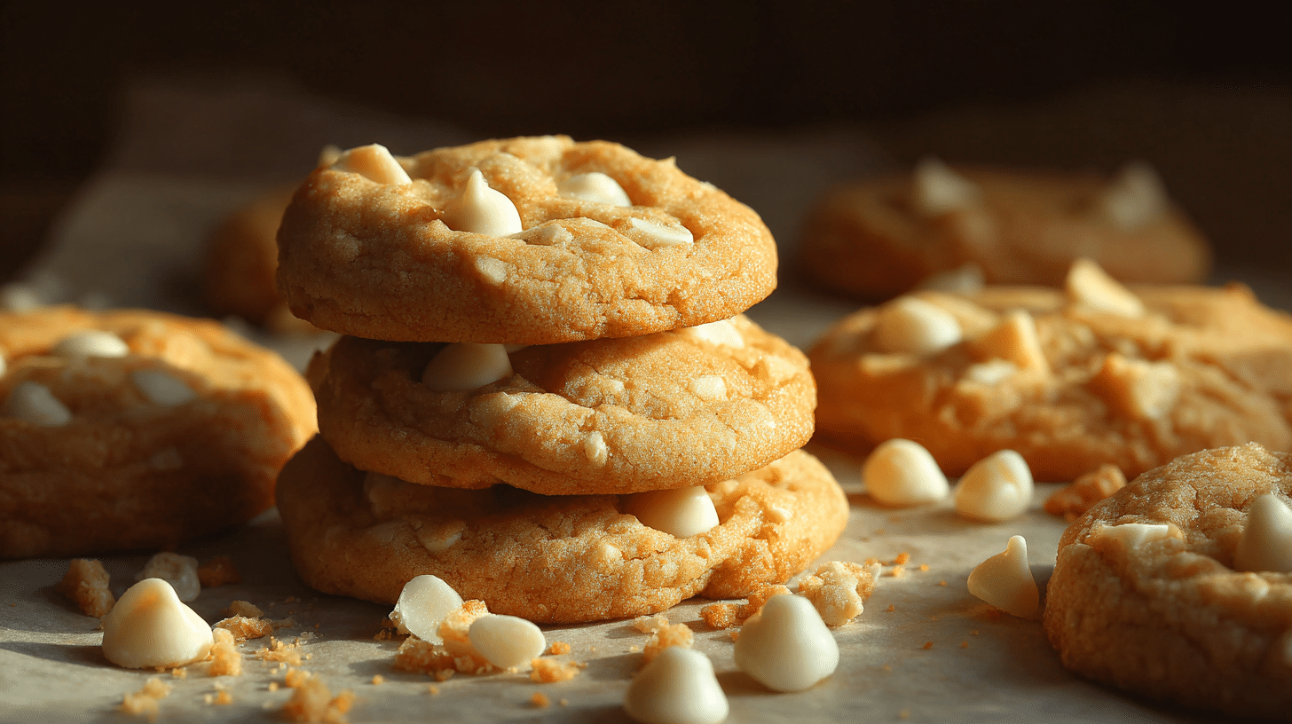White Chocolate Chip Eggless Cookies On Baking Sheet