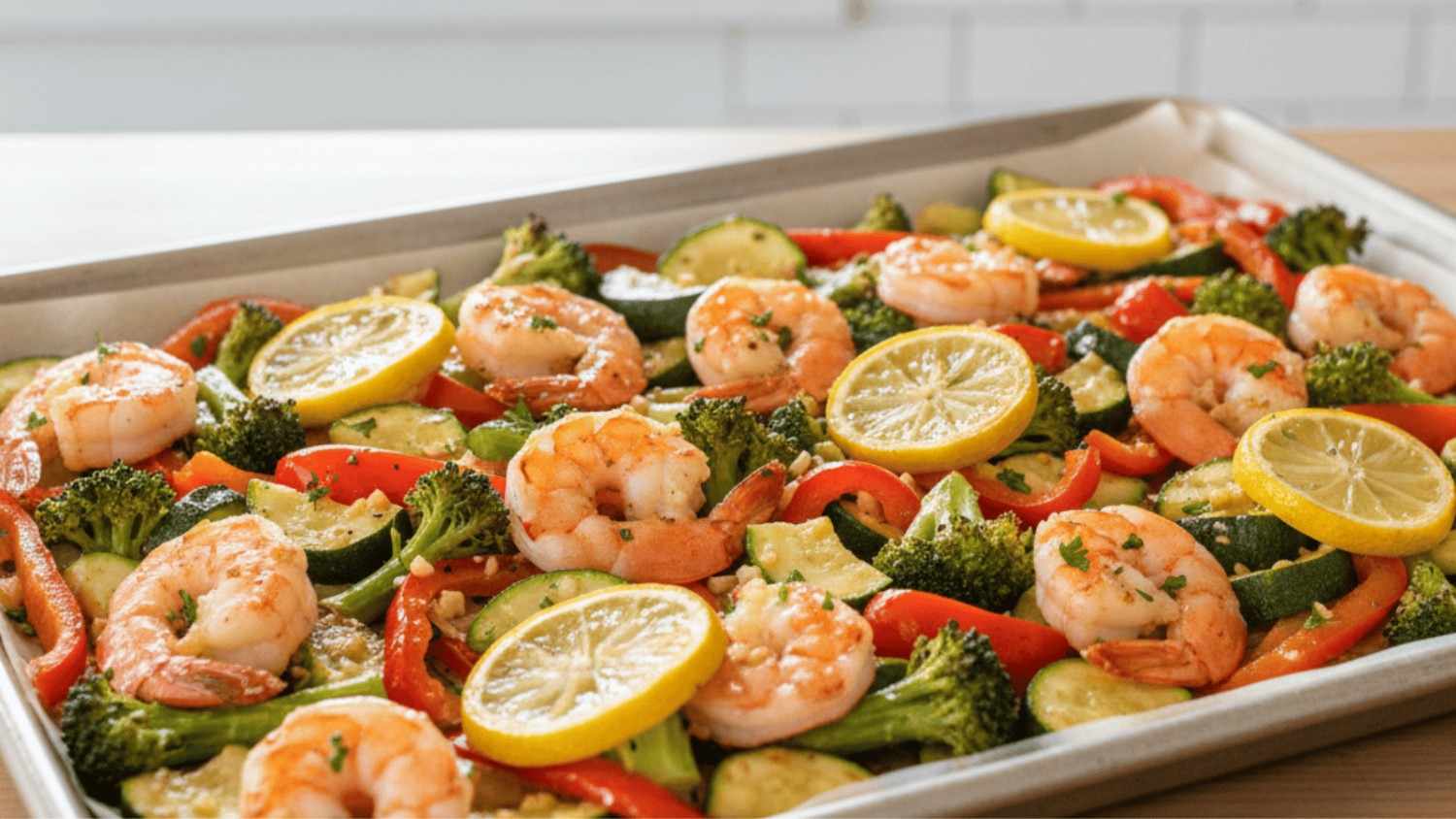 sheet pan lemon garlic shrimp and vegetables