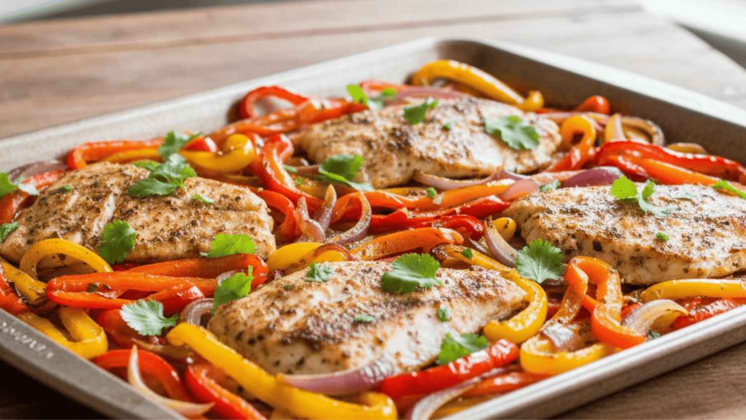 sheet pan tilapia fajitas