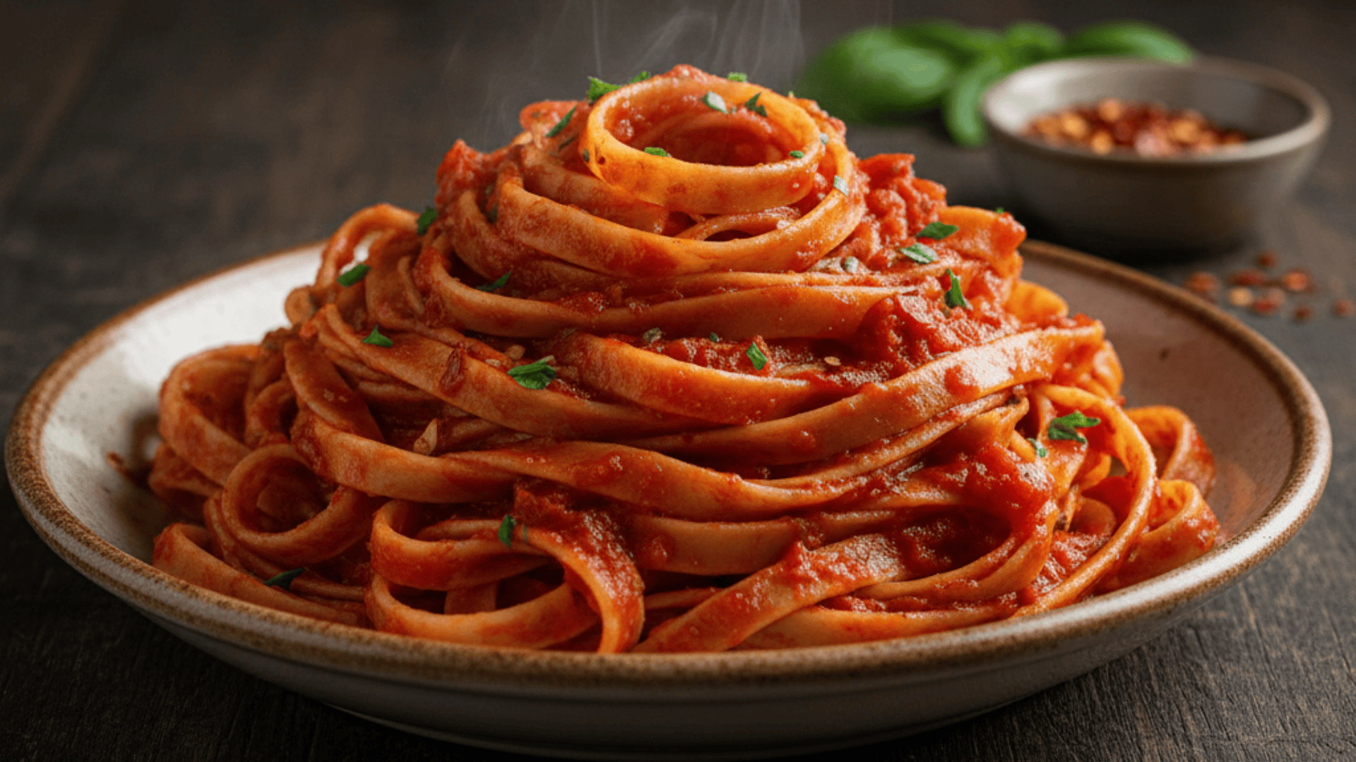 spicy arrabbiata fettuccine